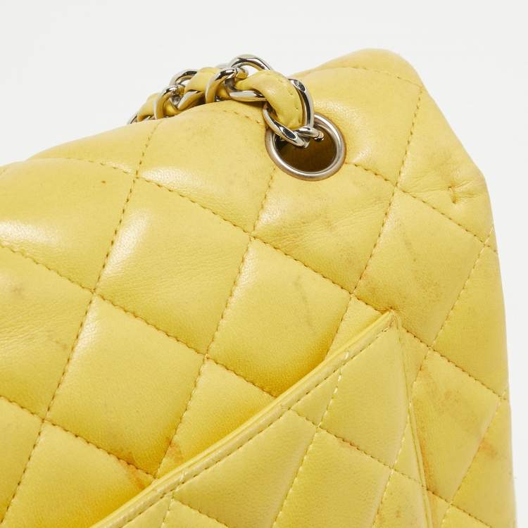 Chanel Yellow Quilted Lambskin Maxi Classic Single Flap Bag – Fair Condition