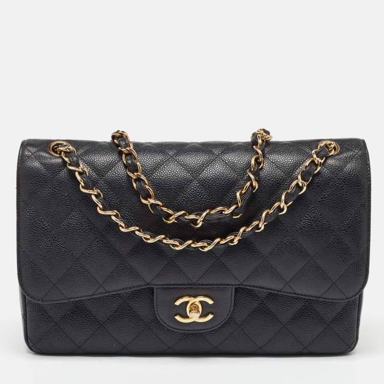 Chanel Jumbo Classic Double Flap Bag in Black Caviar Leather