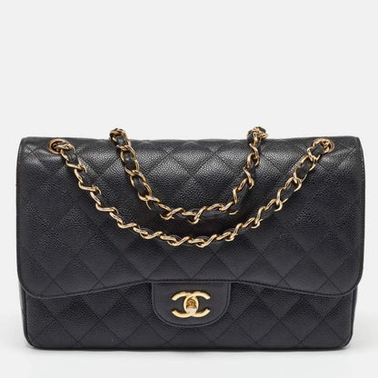 Chanel Jumbo Classic Double Flap Bag in Black Caviar Leather