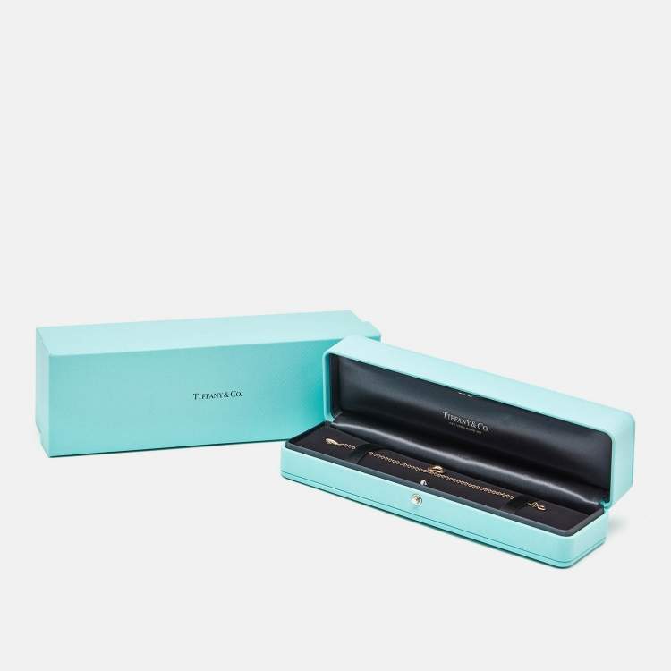 Tiffany & Co. Open Heart 18k Rose Gold Charm Bracelet