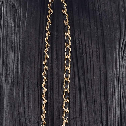 Chanel Black Shimmer Leather Coco Pleats Sling Backpack