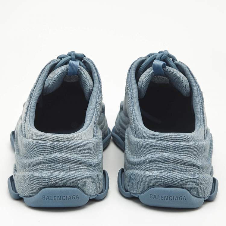 Balenciaga Blue Denim Triple S Mules Size 45