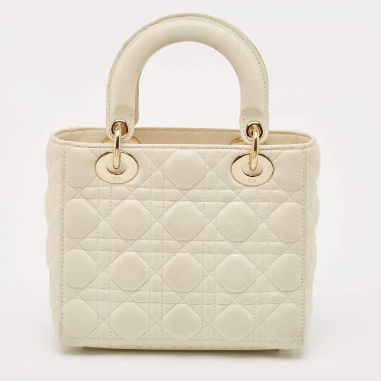 Dior Small Off-White Cannage Leather Lady Dior ABCDior Tote