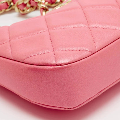 Chanel Metallic Pink Quilted Leather Charms Hobo