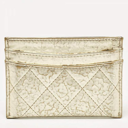 Chanel Gold Quilted Leather CC Card Holder