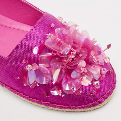 Dior Pink Embellished Espadrille Flats Size 36