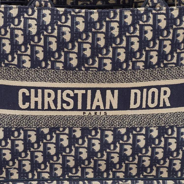 Dior Navy Blue Oblique Medium Book Tote