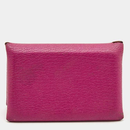 Hermès Cyclamen Chevre Mysore Leather Calvi Card Holder