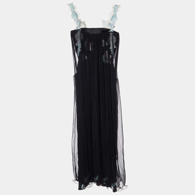 Giorgio Armani Black Tulle Embellished Flared Dress – Size S – Brand New