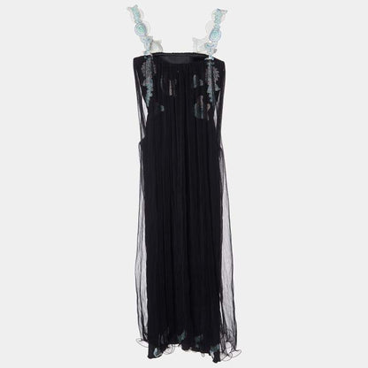 Giorgio Armani Black Tulle Embellished Flared Dress – Size S – Brand New