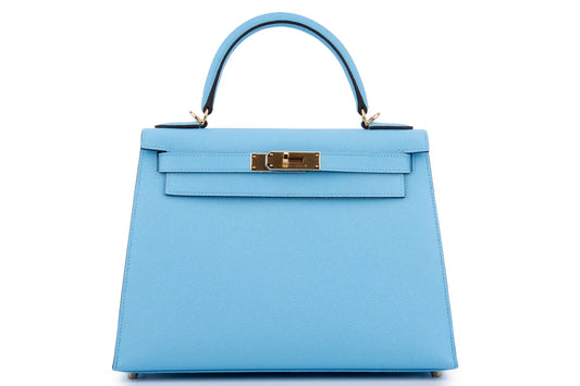 Hermès Kelly 28 Epsom Blue Celeste GHW