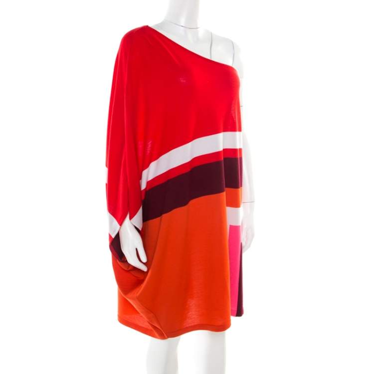 Dior Multicolor Wool One Shoulder Geometric Mini Dress – Size S