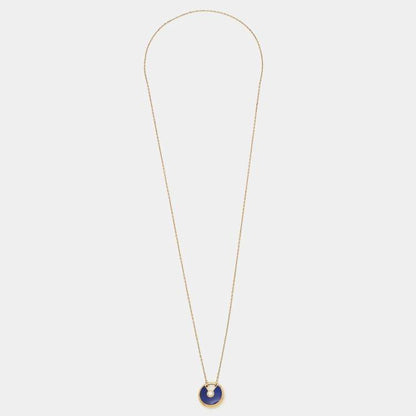 Cartier Amulette De Cartier Lapis Lazuli Diamond 18k Yellow Gold Necklace