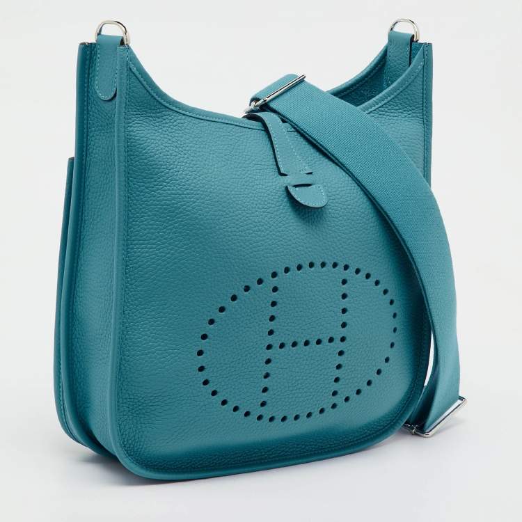 Hermès Evelyne III PM Bag in Turquoise Blue Togo Leather
