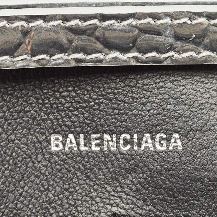 Balenciaga Silver Croc-Embossed Patent Leather Hourglass