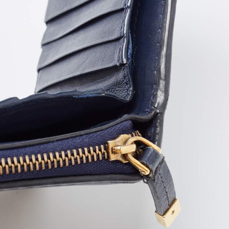 Dior Navy Blue Leather D Fence Zip Wallet
