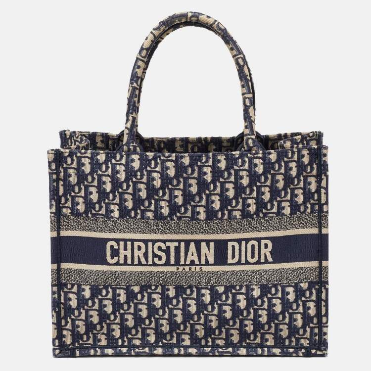 Dior Navy Blue Oblique Medium Book Tote