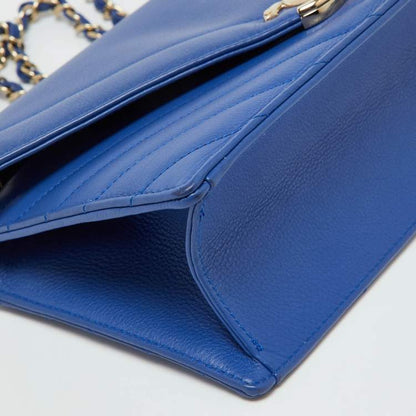 Chanel Blue Chevron Leather Medium Coco Envelope Flap Bag – Gold Hardware