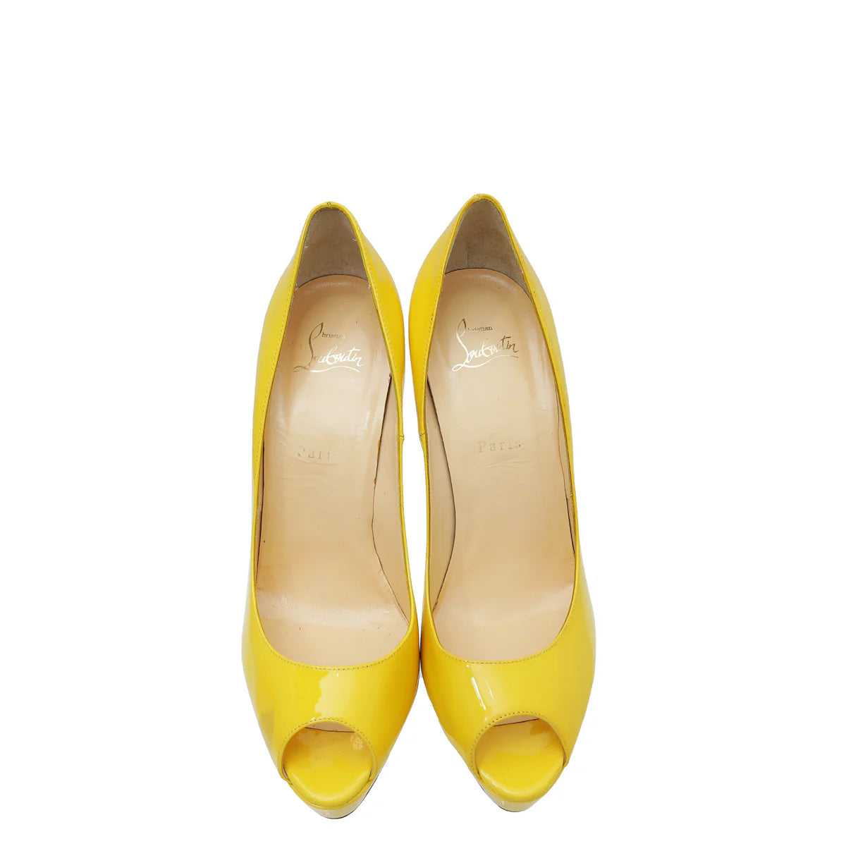 Christian Louboutin Yellow Lady Peep 150 Pumps – Size 41