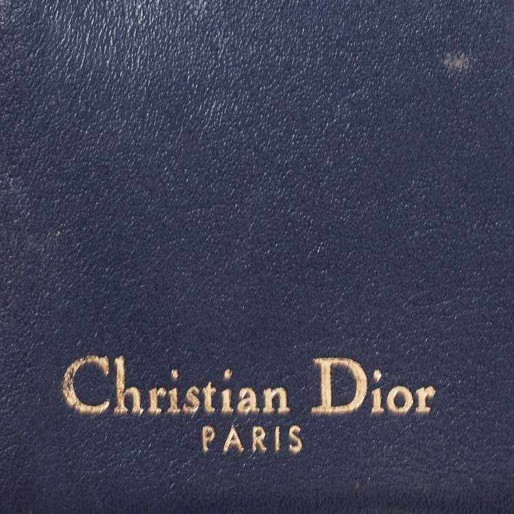 Dior Navy Blue Leather D Fence Zip Wallet