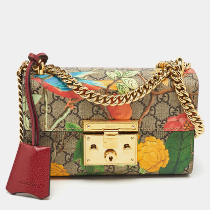Gucci Multicolor GG Supreme Canvas Tian Print Small Padlock Shoulder Bag