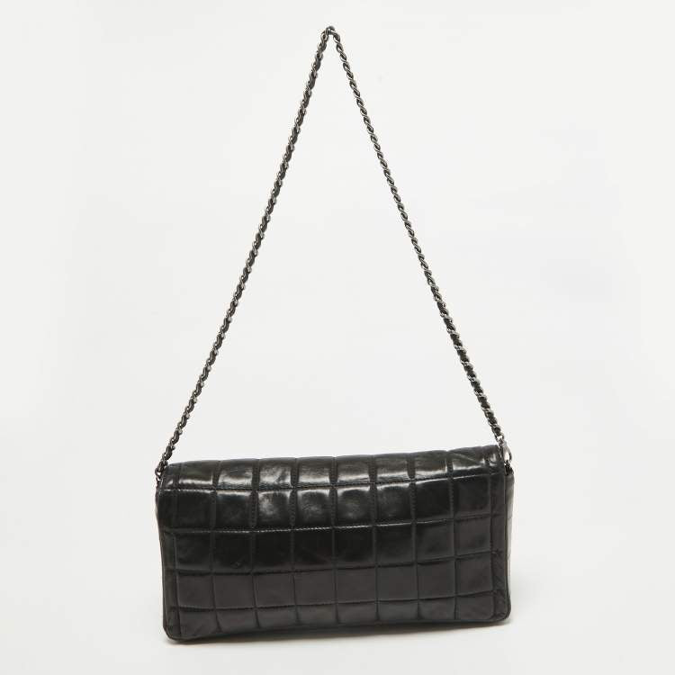 Chanel Black Quilted Leather Chocolate Bar East West