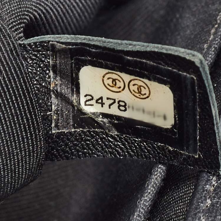 Chanel Black/Silver Chevron Patent Leather Medium Boy Flap Bag