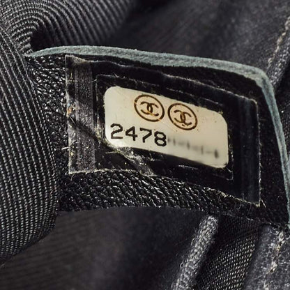 Chanel Black/Silver Chevron Patent Leather Medium Boy Flap Bag