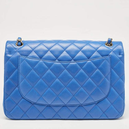Chanel Blue Quilted Leather Jumbo Classic Double Flap Bag