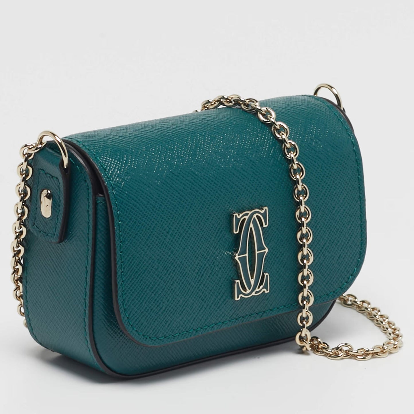 Cartier C De Cartier Mini Green Leather Chain Clutch