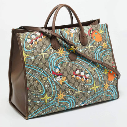 Gucci x Disney Multicolor Donald Duck GG Supreme Canvas and Leather Interlocking G Shopping Tote