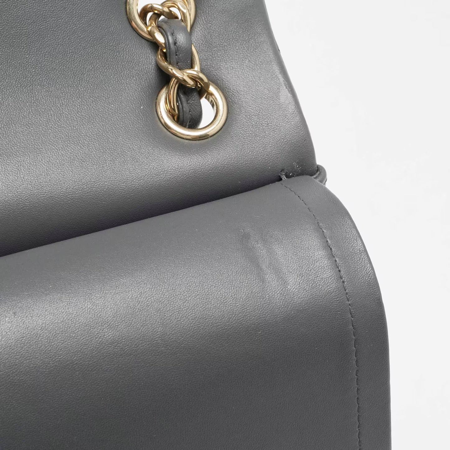 Chanel Grey Quilted Leather Jumbo Classic Double Flap Bag