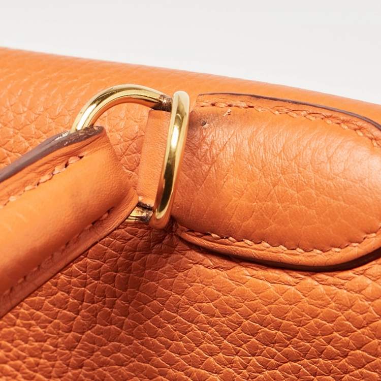Hermès Orange Taurillon Clemence Leather Gold Finish Kelly Retourne 35 Bag