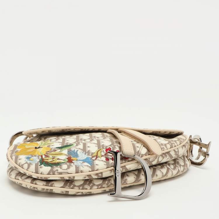 Dior Oblique Floral Embroidered Saddle Bag