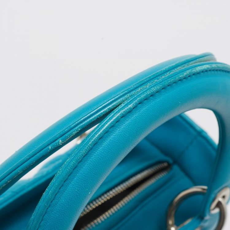 Dior Turquoise Blue Medium Lady Dior Tote