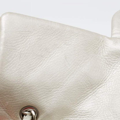 Chanel Metallic Grey Quilted Leather Maxi Classic Single Flap Bag