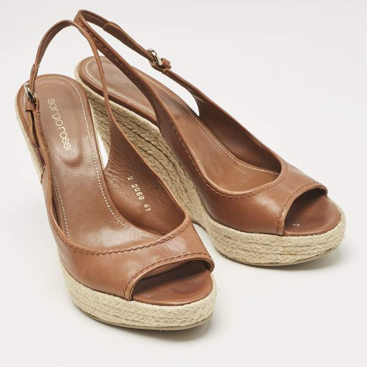 Sergio Rossi Leather Espadrille Sandals Size 41