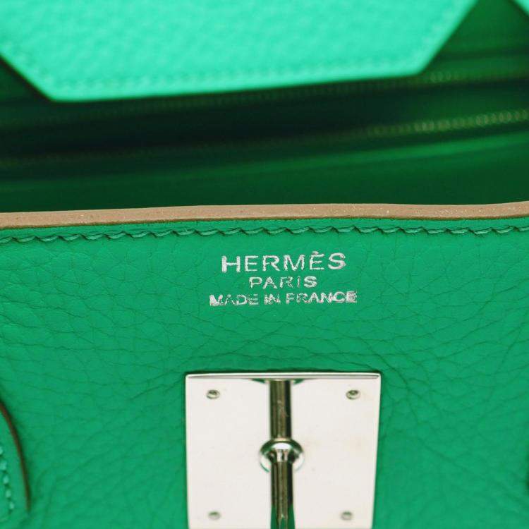 Hermès Birkin 35 Menthe Green Taurillon Clémence Leather Bag