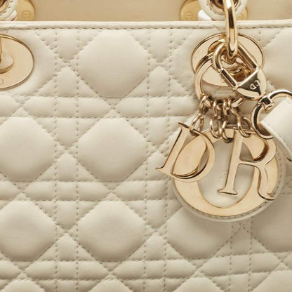 Dior Small Off-White Cannage Leather Lady Dior ABCDior Tote