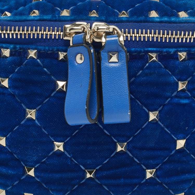 Valentino Blue Quilted Velvet Rockstud Belt Bag