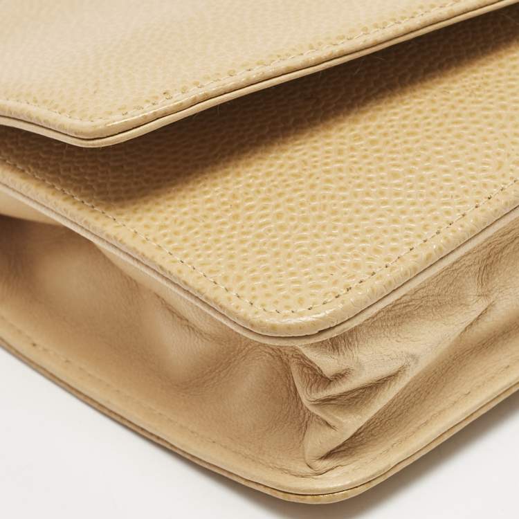 Chanel Beige Caviar Leather CC Timeless Wallet on Chain
