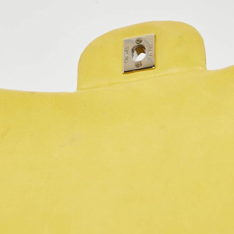Chanel Yellow Quilted Lambskin Maxi Classic Single Flap Bag – Fair Condition