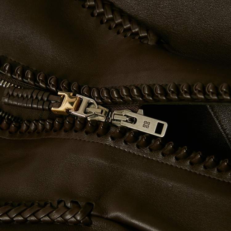 Givenchy Brown Braided Leather Peplum Vest – Size S – Brand New