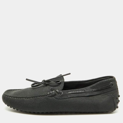 Tod’s Dark Grey Leather Gommino Bow Loafers – Size 39.5