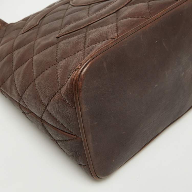 Chanel Dark Brown Quilted Leather CC Bag
