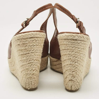 Sergio Rossi Leather Espadrille Sandals Size 41