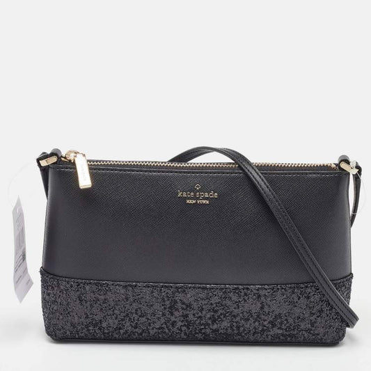 Kate Spade Black Glitter & Leather Crossbody Bag – Brand New with Tags