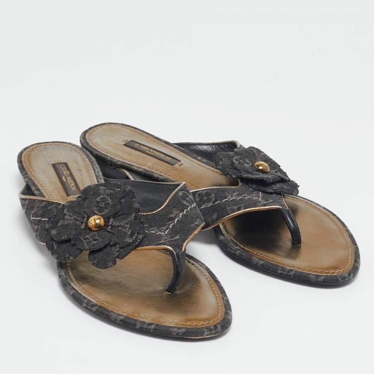 Louis Vuitton Monogram Denim Thong Sandals Size 37