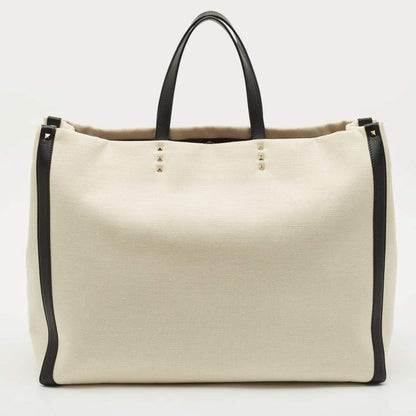 Valentino Garavani VLTN White & Black Canvas Tote Bag