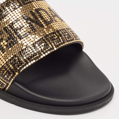 Fendi x Versace Gold & Black Mesh Pool Slides 44